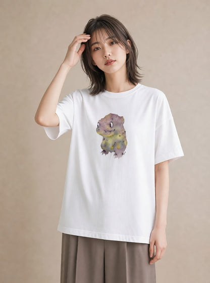 Tシャツ レディース ウーパールーパー ペット 動物 イラスト きれいめカジュアル カフェ服 クリスマス 白T YMAZO