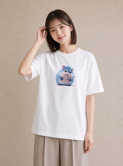 デザインTシャツ レディース ロボロフスキー ペット 動物 イラスト ヴィンテージ風 カジュアルコーデ 買い物 白T YMAZO