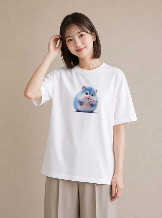 デザインTシャツ レディース ロボロフスキー ペット 動物 イラスト ヴィンテージ風 カジュアルコーデ 買い物 白T YMAZO