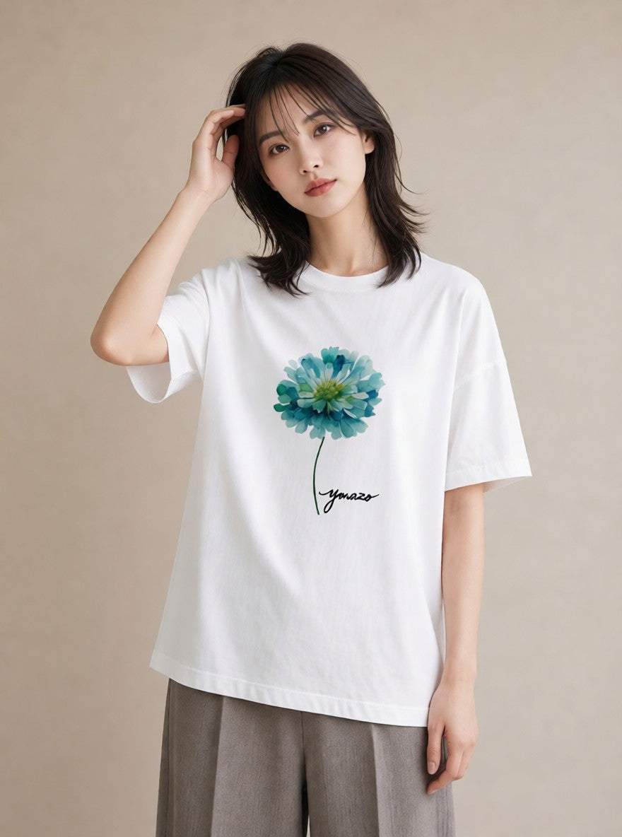 デザインTシャツ レディース カーネーション 花 花柄 イラスト 韓国風 綿100 デート 白T YMAZO
