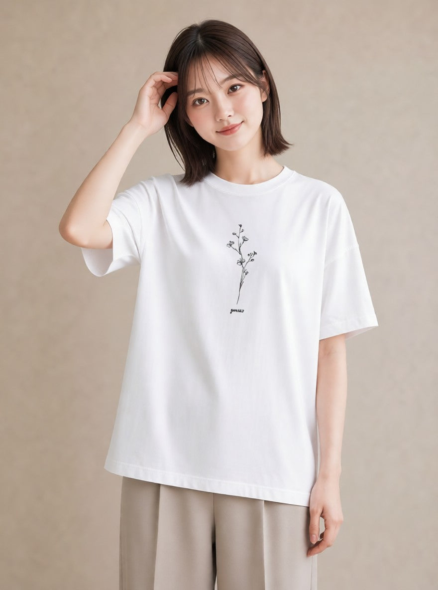 プリントTシャツ レディース 観葉植物 ボタニカル 植物 イラスト きれいめ 女子会 お揃い 白T YMAZO