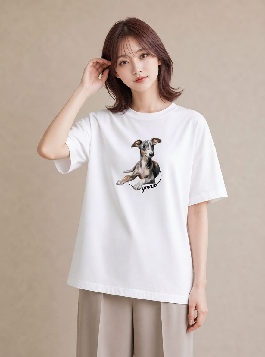 半袖Tシャツ レディース 愛犬 犬 いぬ イラスト ニュアンス 女性向けギフト 散歩 白T YMAZO