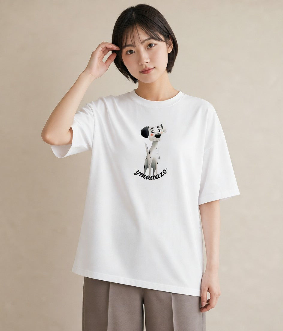 デザインTシャツ レディース 子犬 犬 いぬ イラスト 北欧風 レイヤード 友達ギフト 白T YMAZO