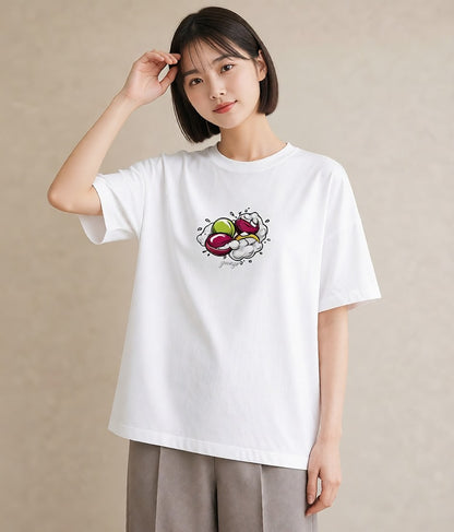 グラフィックTシャツ レディース だんご 食べ物 フード イラスト 線画 クリスマス 旅行 白T YMAZO