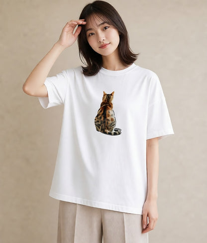 プリントTシャツ レディース 猫 ねこ イラスト ミニマル 週末コーデ 敬老の日 白T YMAZO