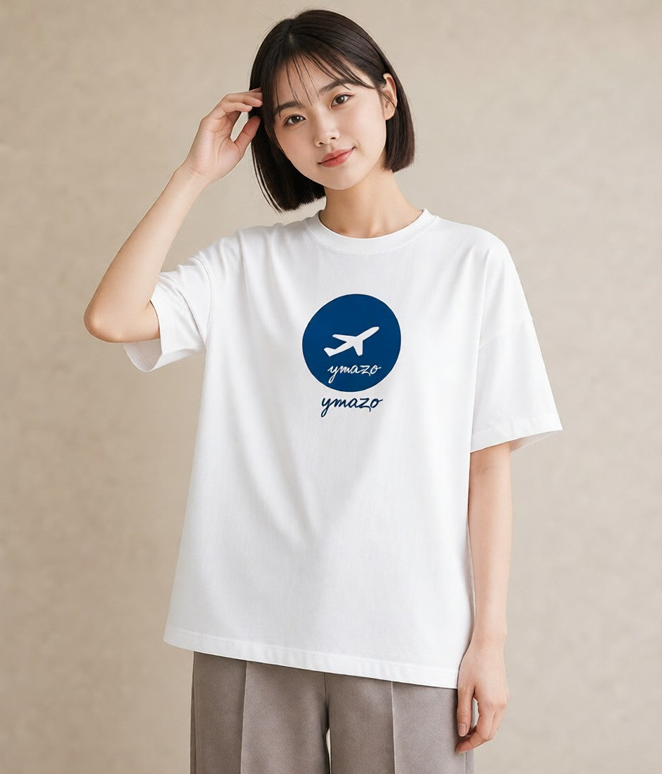 グラフィックTシャツ レディース 旅 トラベル スタンプ イラスト 淡色 社会人 女性 白T YMAZO