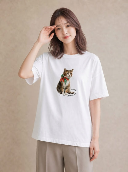 グラフィックTシャツ レディース ソマリ 猫 ねこ イラスト ポップ 姉妹 送別ギフト 白T YMAZO