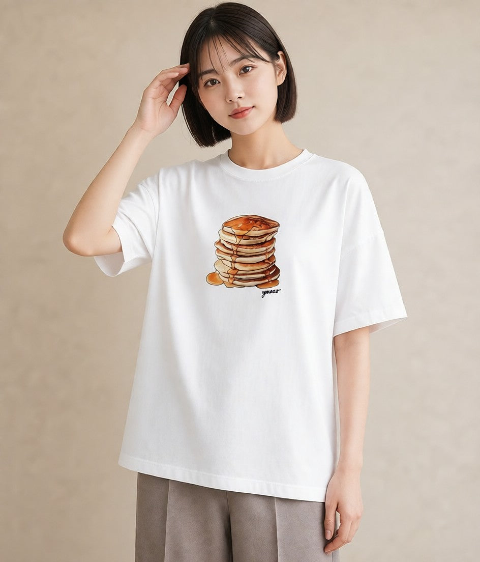 グラフィックTシャツ レディース 食パン 食べ物 フード イラスト ラフ 普段着 週末コーデ 白T YMAZO