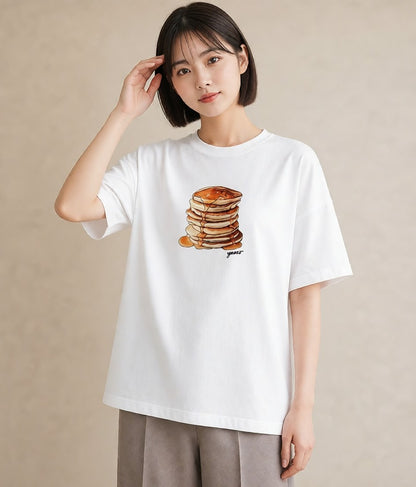 グラフィックTシャツ レディース 食パン 食べ物 フード イラスト ラフ 普段着 週末コーデ 白T YMAZO