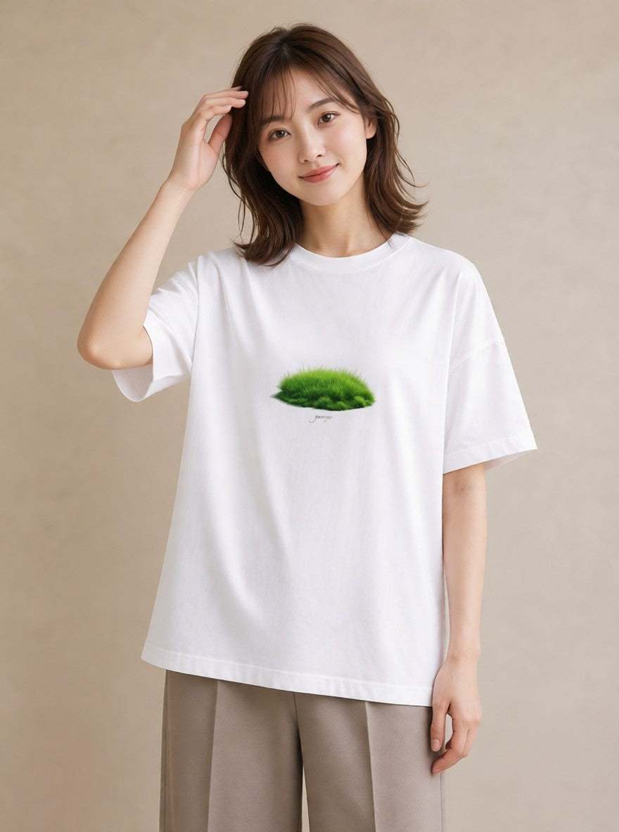 プリントTシャツ レディース 芝生 植物 ボタニカル イラスト きれいめカジュアル 親子 20代 白T YMAZO