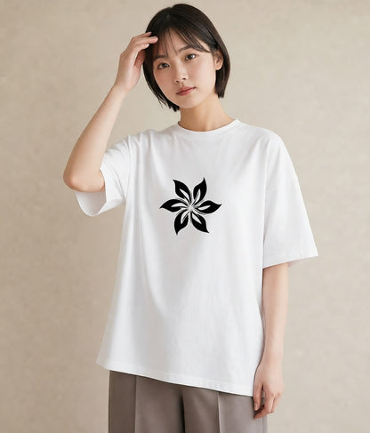 グラフィックTシャツ レディース 扇子 そよ風 ナチュラル アンティーク イラスト ガーリー 親子 20代 白T YMAZO