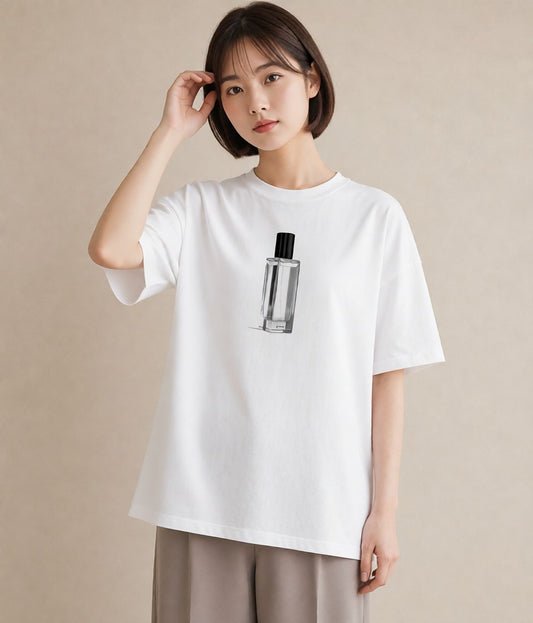 プリントTシャツ レディース 香水 香水瓶 パフューム イラスト ガーリー カフェ巡り 女子会 白T YMAZO