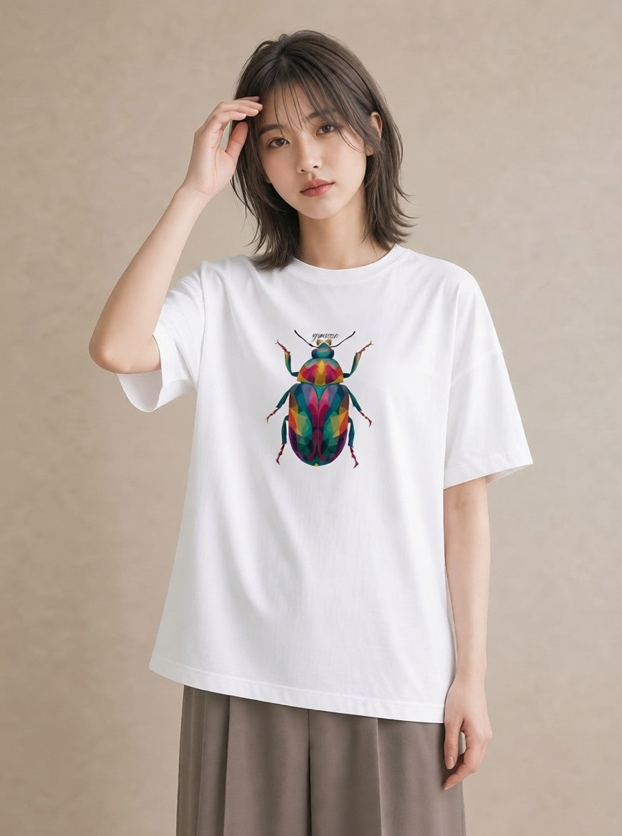 デザインTシャツ レディース クワガタ 昆虫 虫 イラスト お洒落 ルームウェア ギフト 白T YMAZO