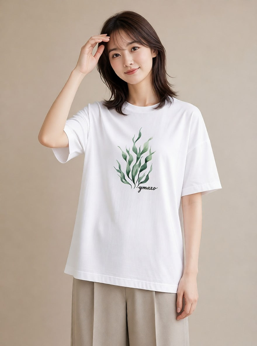 グラフィックTシャツ レディース シダ 植物 ボタニカル イラスト ラフカジュアル 通学 誕生日プレゼント 白T YMAZO
