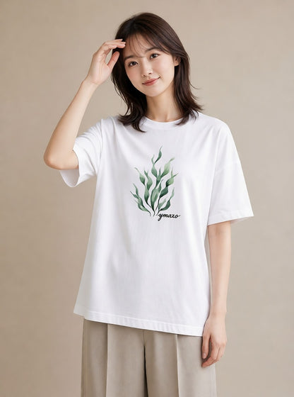 グラフィックTシャツ レディース シダ 植物 ボタニカル イラスト ラフカジュアル 通学 誕生日プレゼント 白T YMAZO
