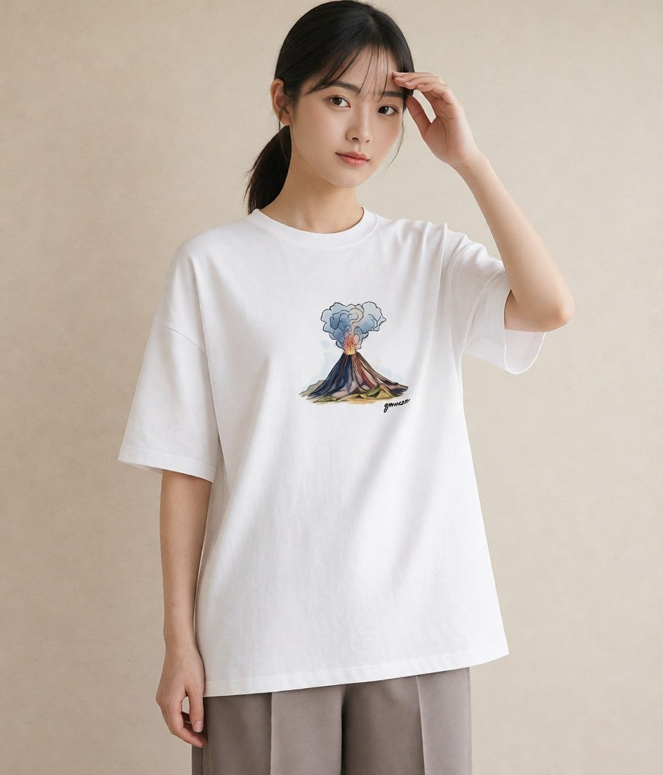 グラフィックTシャツ レディース 山 星空 宇宙 イラスト ポップ 母娘コーデ 自分用 白T YMAZO
