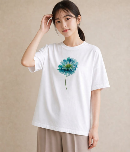 Tシャツ レディース たんぽぽ 花 花柄 イラスト ニュアンス 自分用 ルームウェア 白T