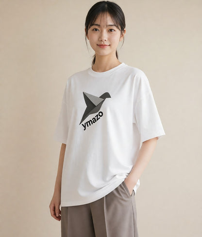 Tシャツ レディース 折り鶴 折り紙 ナチュラル アンティーク イラスト アート風 女性向けギフト 散歩 白T YMAZO