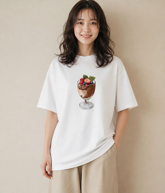 グラフィックTシャツ レディース チョコ 食べ物 フード イラスト 旅行コーデ 在宅 公園 白T YMAZO