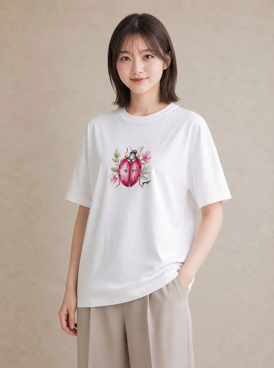 デザインTシャツ レディース クワガタ 昆虫 虫 イラスト カフェコーデ デート 帰省 白T YMAZO
