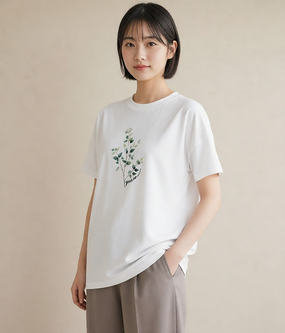 グラフィックTシャツ レディース ガラス瓶 小枝 ボタニカル ナチュラル アンティーク イラスト こなれ感 母娘コーデ 自分用 白T YMAZO