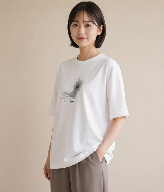 半袖Tシャツ レディース 海 リゾート 夏 イラスト ラフカジュアル カフェ服 クリスマス 白T YMAZO
