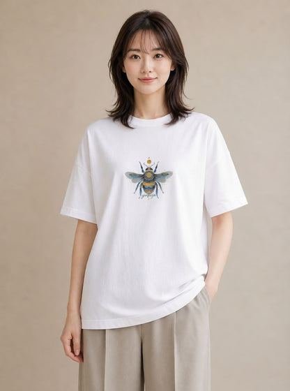 デザインTシャツ レディース ホタル 昆虫 虫 イラスト 個性的 散歩 お出かけ 白T YMAZO