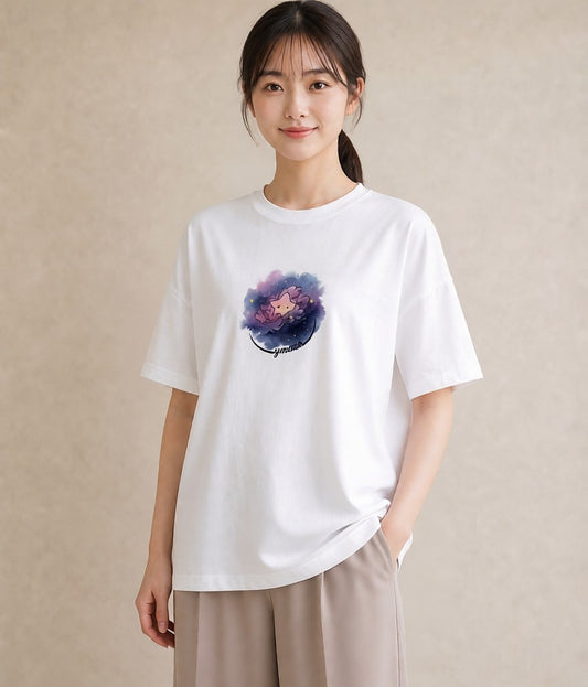 デザインTシャツ レディース 惑星 星空 宇宙 イラスト ガーリー 女性 旅行用 白T YMAZO