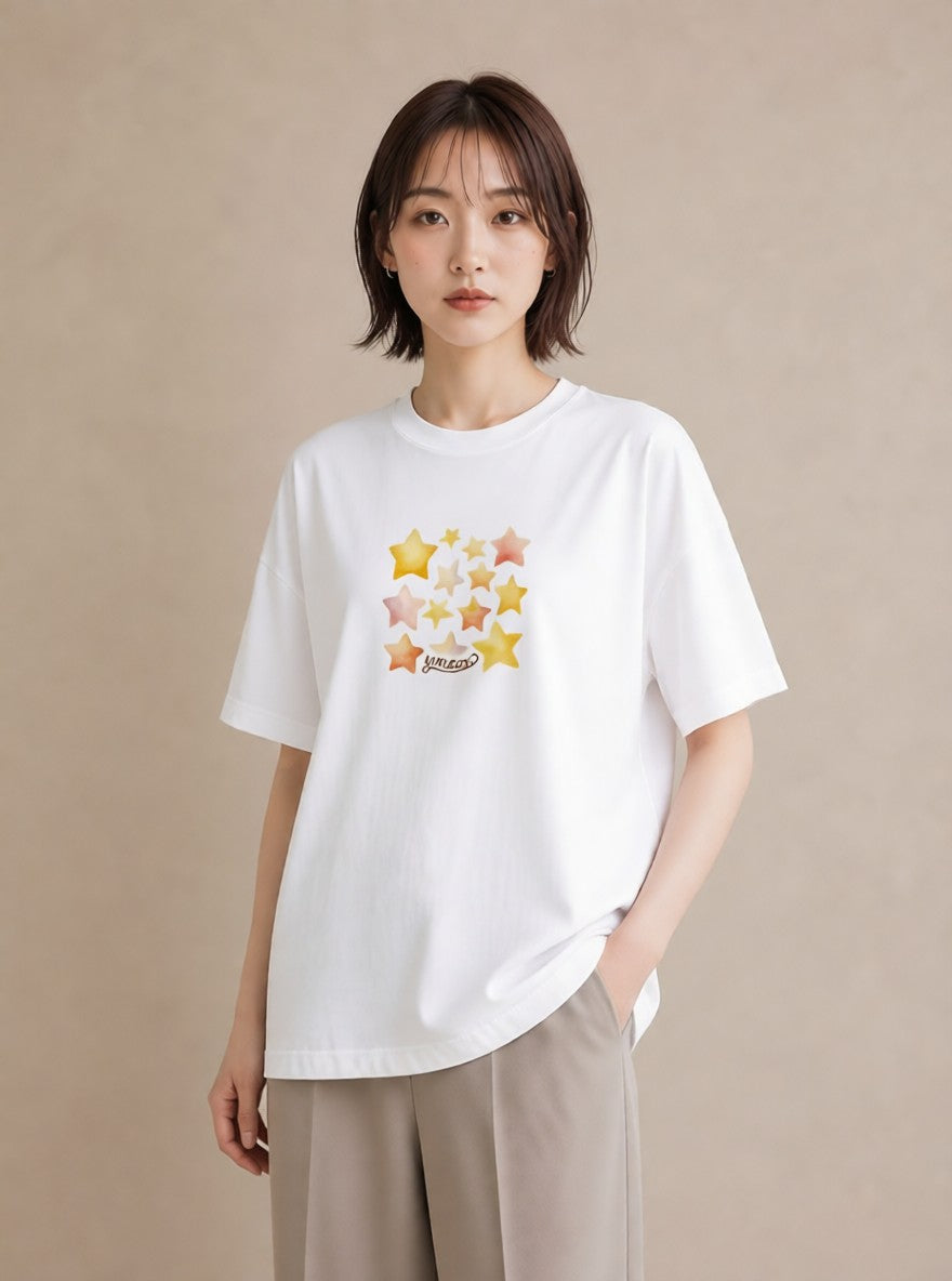 グラフィックTシャツ レディース 射手座 星空 宇宙 イラスト こなれ感 デイリーウェア 休日 白T YMAZO