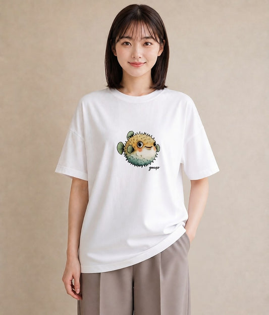 半袖Tシャツ レディース メダカ ペット 動物 イラスト 韓国風 母の日 ビーチ 白T YMAZO