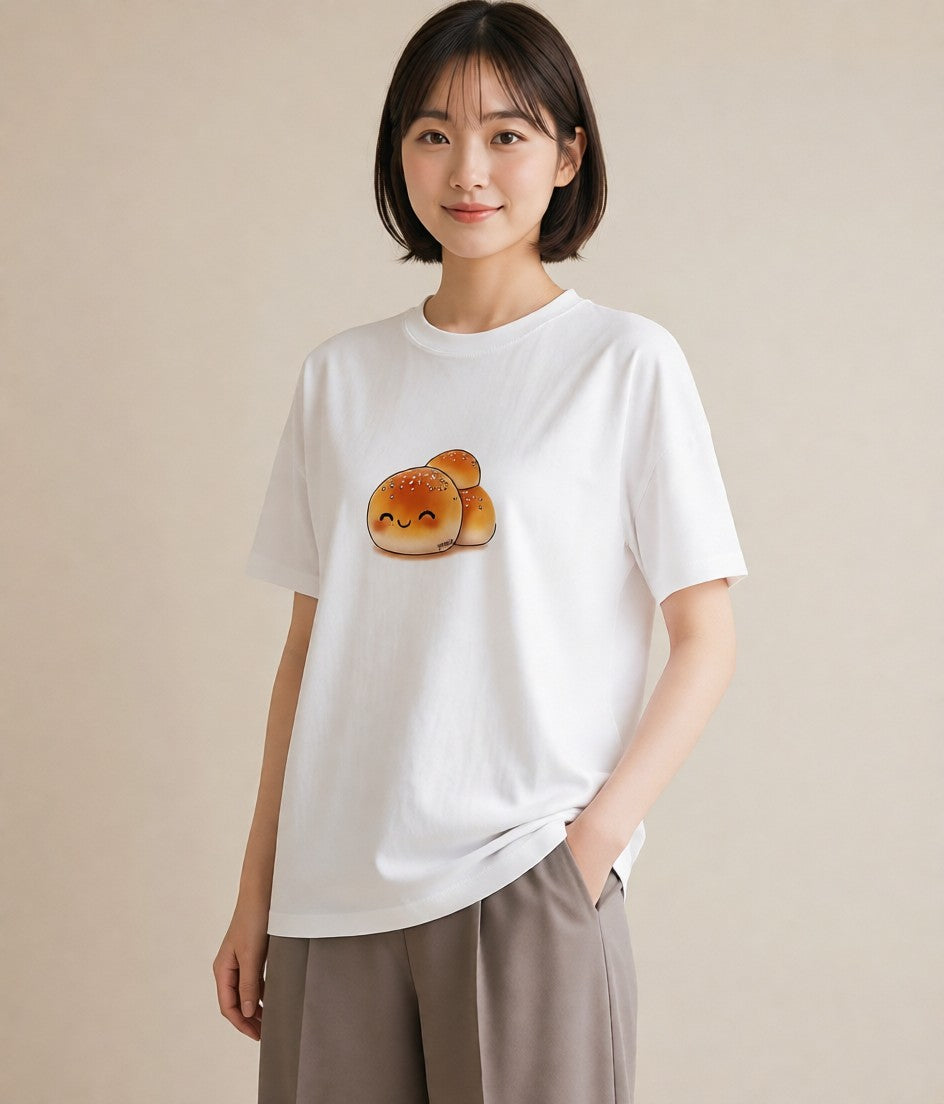 グラフィックTシャツ レディース おにぎり 食べ物 フード イラスト アート風 海 カフェ巡り 白T YMAZO