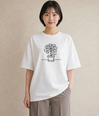 グラフィックTシャツ レディース 観葉植物 ボタニカル 植物 イラスト モード 春コーデ 姉妹 白T YMAZO