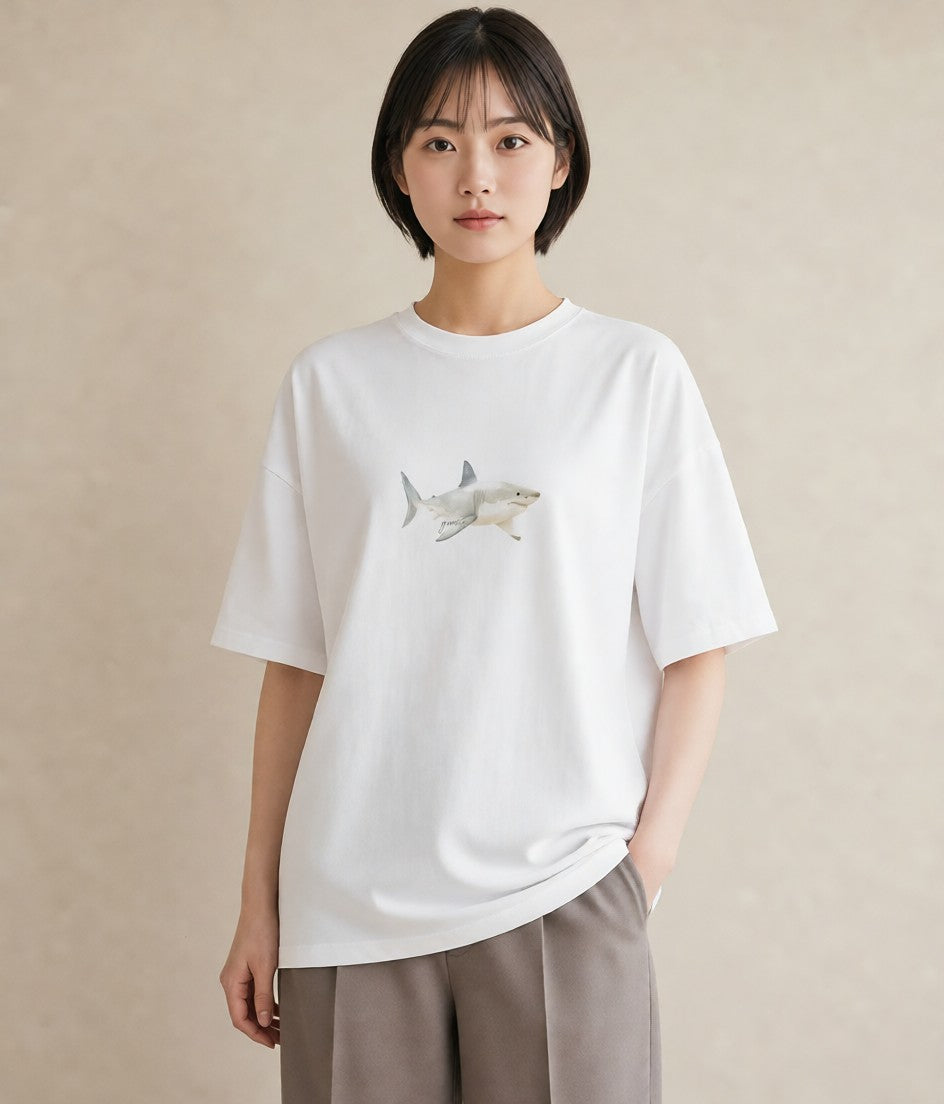 プリントTシャツ レディース マンボウ 海の生き物 海 イラスト ラフカジュアル カフェ巡り 女子会 白T YMAZO