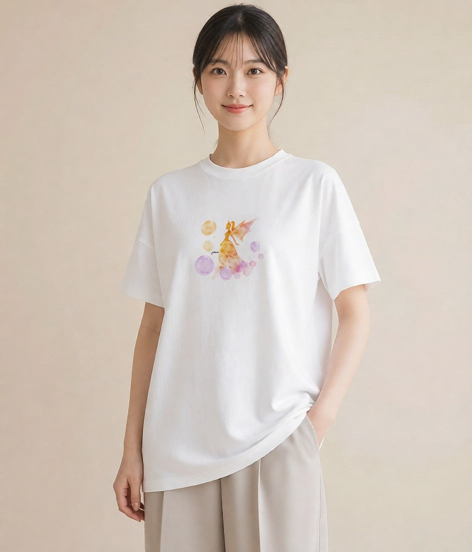 半袖Tシャツ レディース 牡牛座 星空 宇宙 イラスト こなれ感 自分用 ルームウェア 白T YMAZO