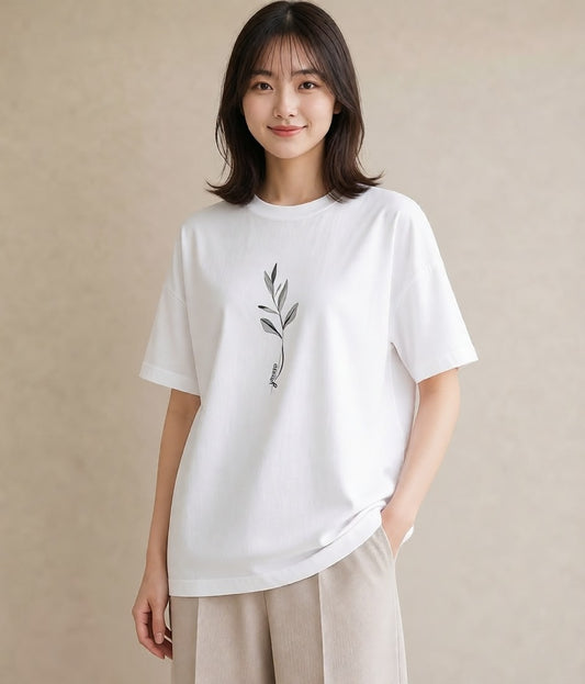 デザインTシャツ レディース 観葉植物 ボタニカル 植物 イラスト アート風 女性 旅行用 白T YMAZO