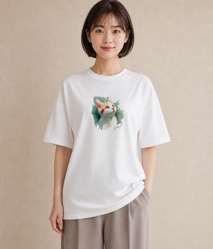 Tシャツ レディース ねこ 猫 ネコ イラスト ヴィンテージ風 誕生日プレゼント 綿100 白T YMAZO