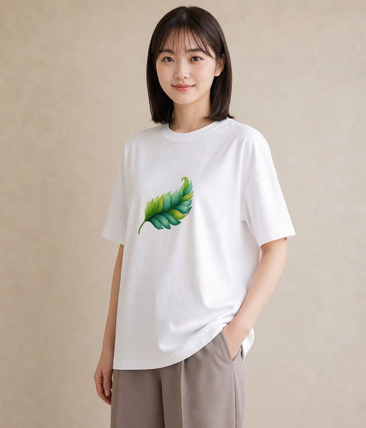 プリントTシャツ レディース 葉っぱ 植物 ボタニカル イラスト お洒落 お出かけ 普段着 白T YMAZO