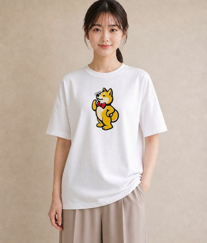 プリントTシャツ レディース 柴犬 しばいぬ 犬 いぬ イラスト 手描き風 在宅 公園 白T YMAZO
