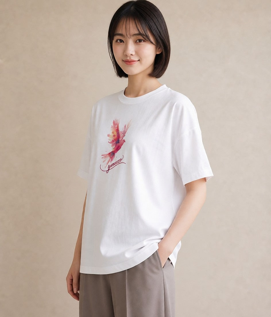 Tシャツ レディース コザクラインコ ペット 動物 イラスト ヴィンテージ風 母娘コーデ 自分用 白T YMAZO