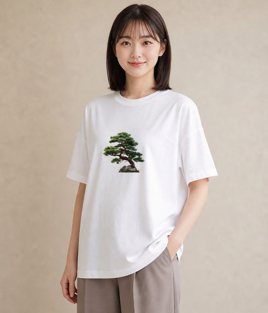 グラフィックTシャツ レディース 盆栽 植物 ボタニカル イラスト カジュアル お出かけ 普段着 白T YMAZO