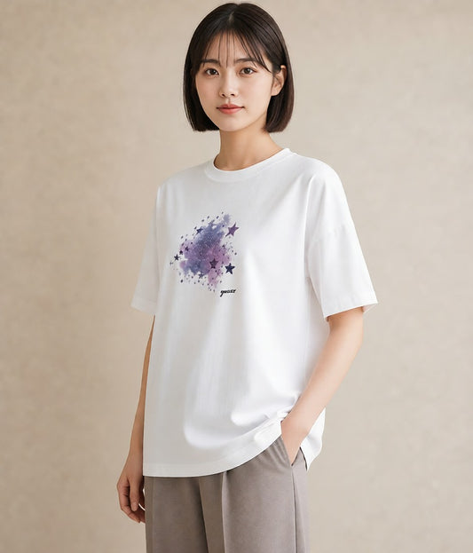デザインTシャツ レディース 射手座 星空 宇宙 イラスト レトロ 友達ギフト 部屋着 白T YMAZO