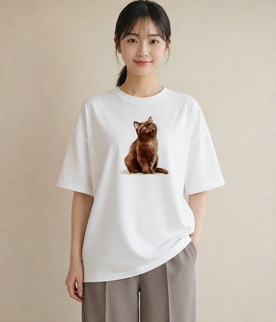 Tシャツ レディース ソマリ 猫 ねこ イラスト 線画 レイヤード 友達ギフト 白T YMAZO