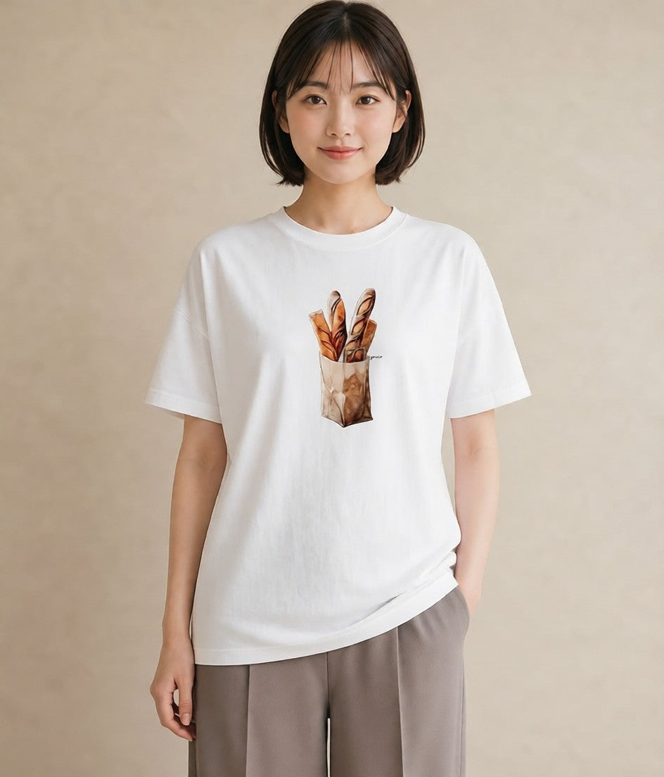デザインTシャツ レディース ベーグル 食べ物 フード イラスト 北欧風 女子会 お揃い 白T YMAZO