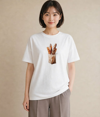 デザインTシャツ レディース ベーグル 食べ物 フード イラスト 北欧風 女子会 お揃い 白T YMAZO