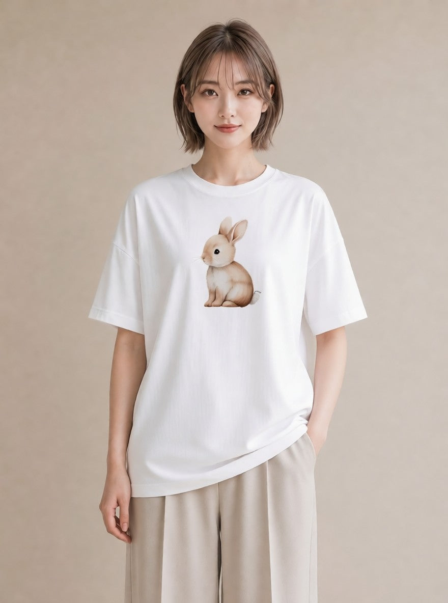 Tシャツ レディース チンチラ ペット 動物 イラスト 北欧風 友達ギフト 部屋着 白T YMAZO
