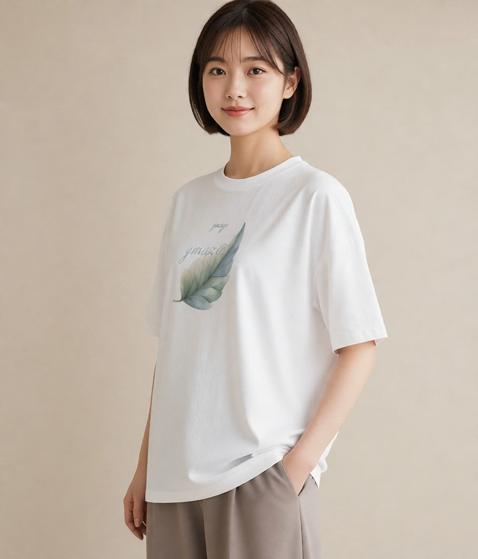 デザインTシャツ レディース ユーカリ 植物 ボタニカル イラスト モード 買い物 夏コーデ 白T YMAZO