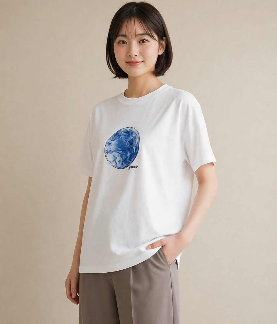 プリントTシャツ レディース 月 星空 宇宙 イラスト 旅行コーデ 姉妹 送別ギフト 白T YMAZO