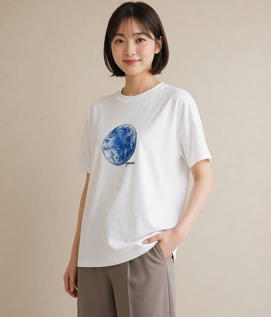 プリントTシャツ レディース 月 星空 宇宙 イラスト 旅行コーデ 姉妹 送別ギフト 白T YMAZO