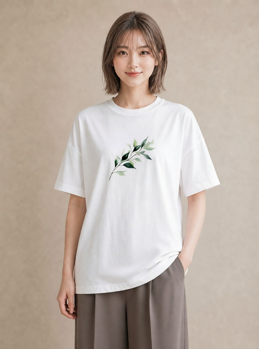 デザインTシャツ レディース つる 植物 ボタニカル イラスト 旅行コーデ 姉妹 送別ギフト 白T YMAZO