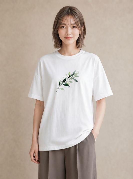 デザインTシャツ レディース つる 植物 ボタニカル イラスト 旅行コーデ 姉妹 送別ギフト 白T YMAZO